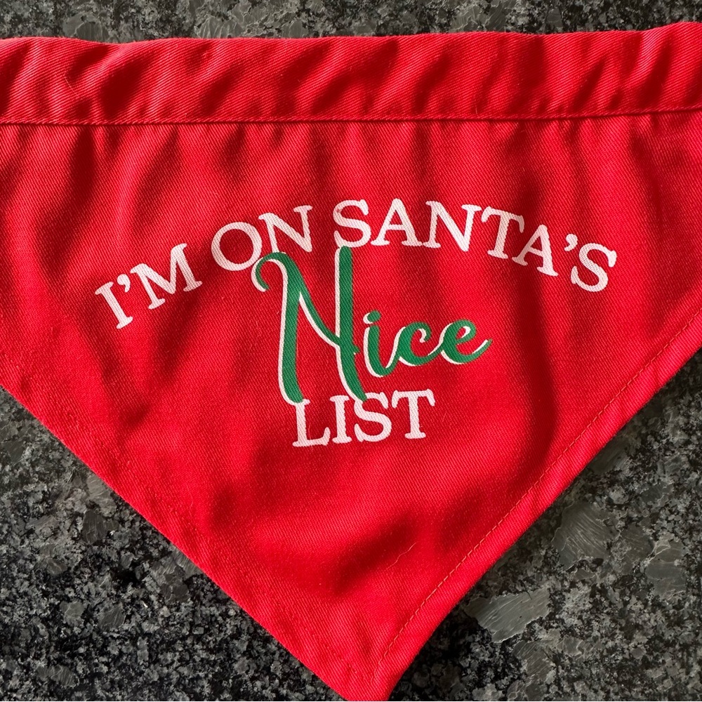 Double-sided Dog Bandana, Naughty/Nice, Christmas